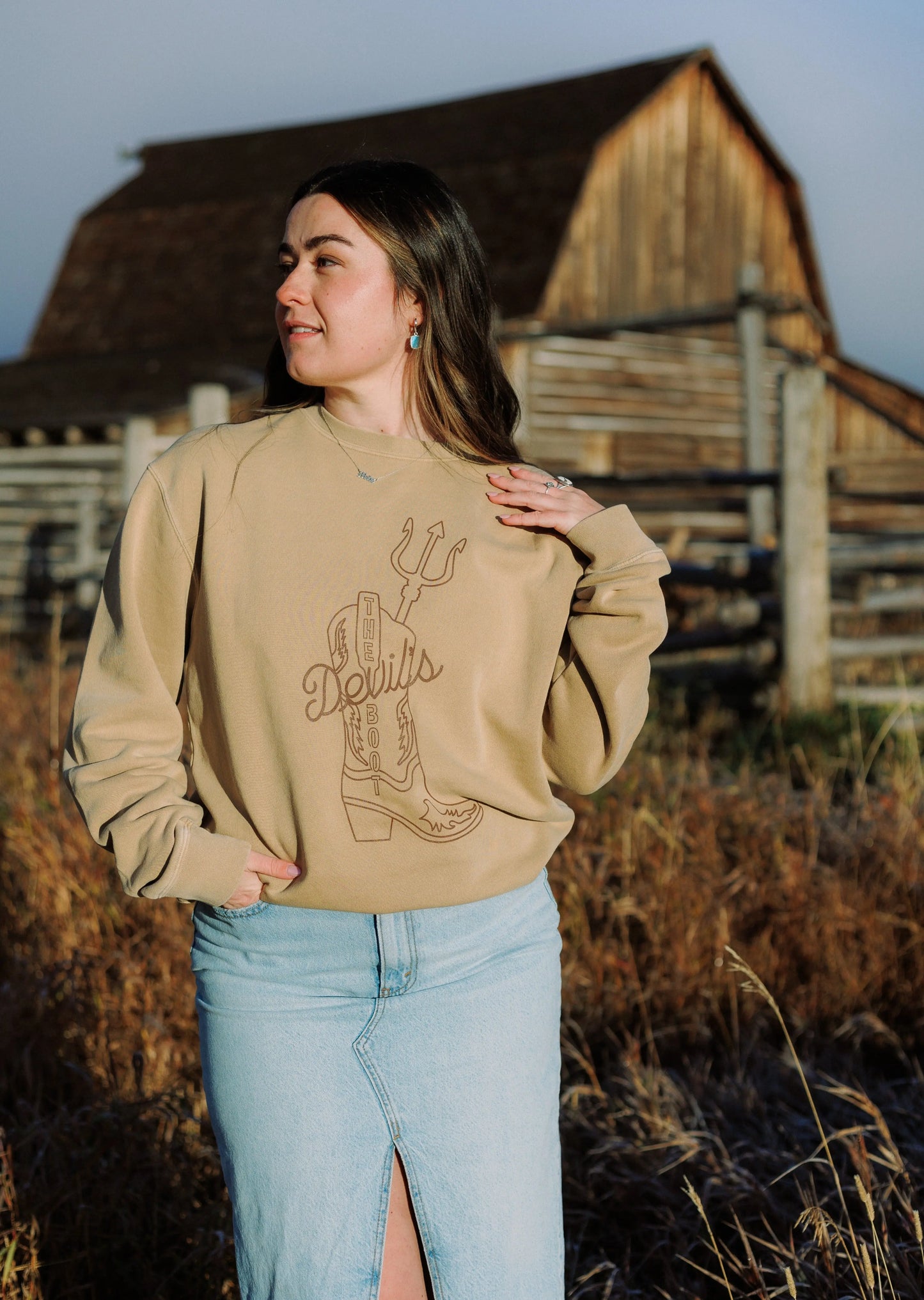 The Devil's Boot Crewneck Sweatshirt Rebel and Fleur