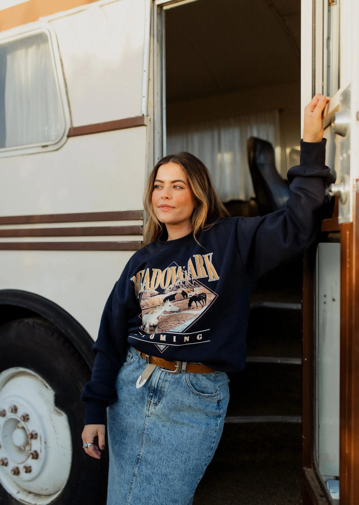 Meadowlark 'Oversized' Crewneck Rebel and Fleur