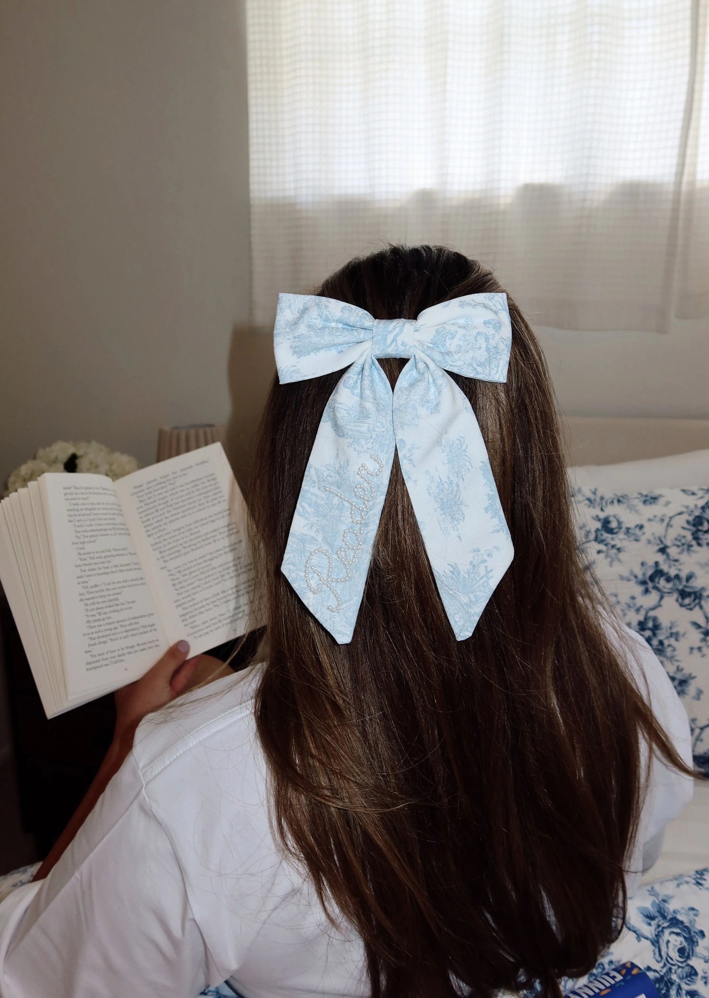 Reader Toile and Pearl Hair Bow Rebel and Fleur