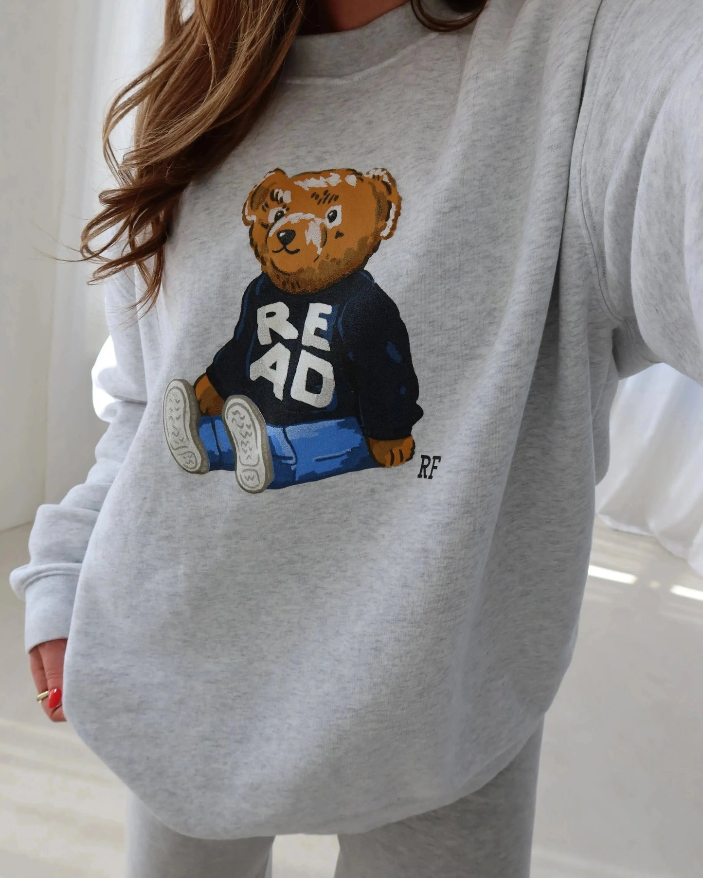 Rebel Bear 'Relaxed' Crewneck, Ash Rebel and Fleur