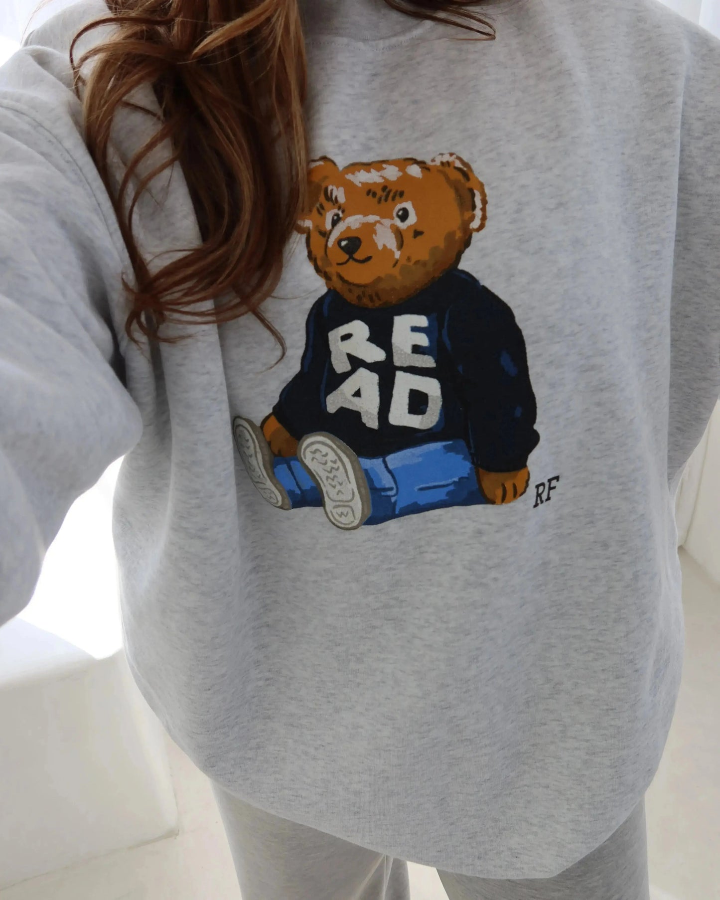 Rebel Bear 'Relaxed' Crewneck, Ash Rebel and Fleur