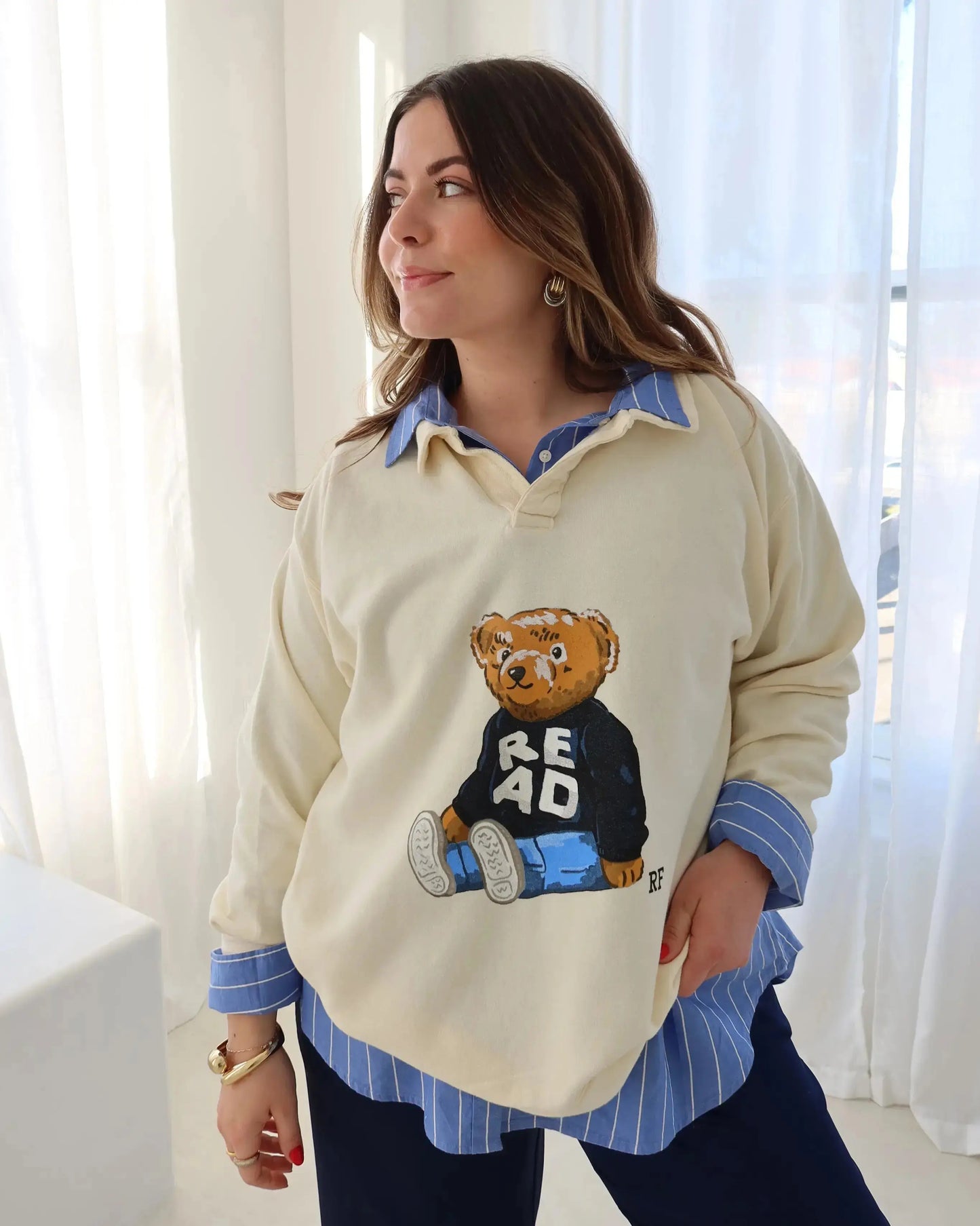 Rebel Bear 'Collared' Crewneck Rebel and Fleur