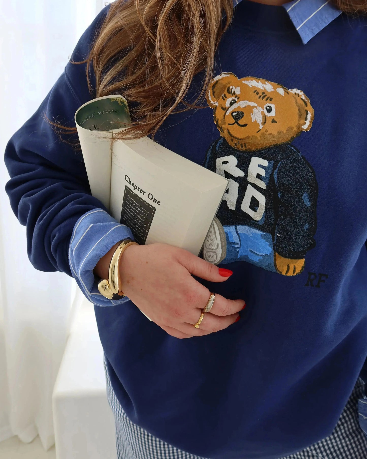 Rebel Bear 'Relaxed' Crewneck, Navy Rebel and Fleur
