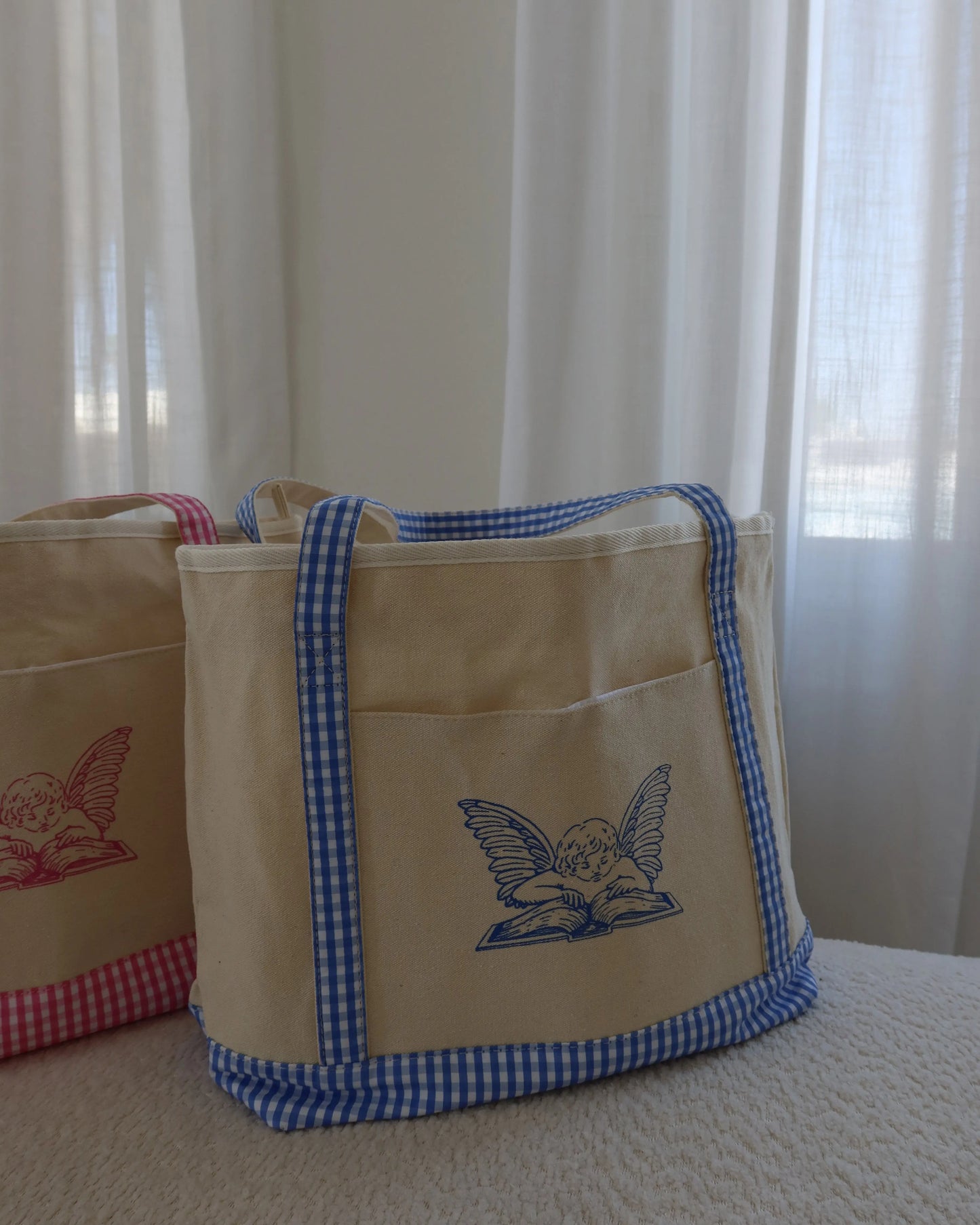 Book Lover Gingham Tote Bag Rebel and Fleur