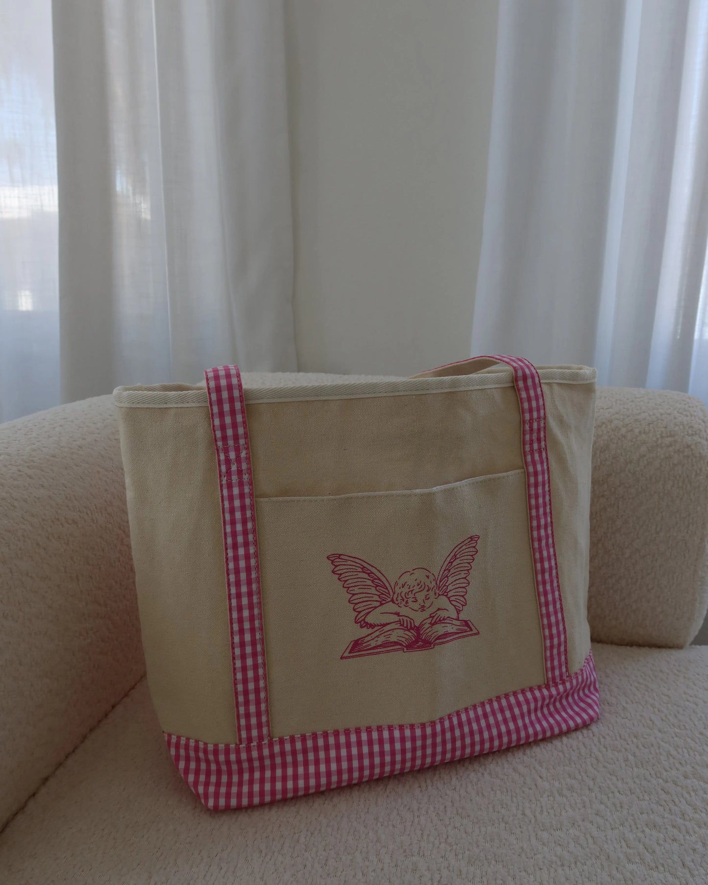 Book Lover Gingham Tote Bag Rebel and Fleur