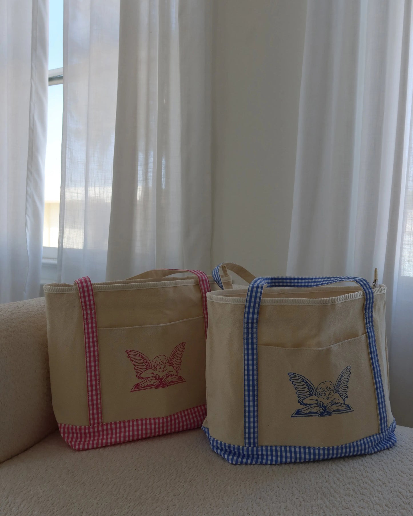 Book Lover Gingham Tote Bag Rebel and Fleur