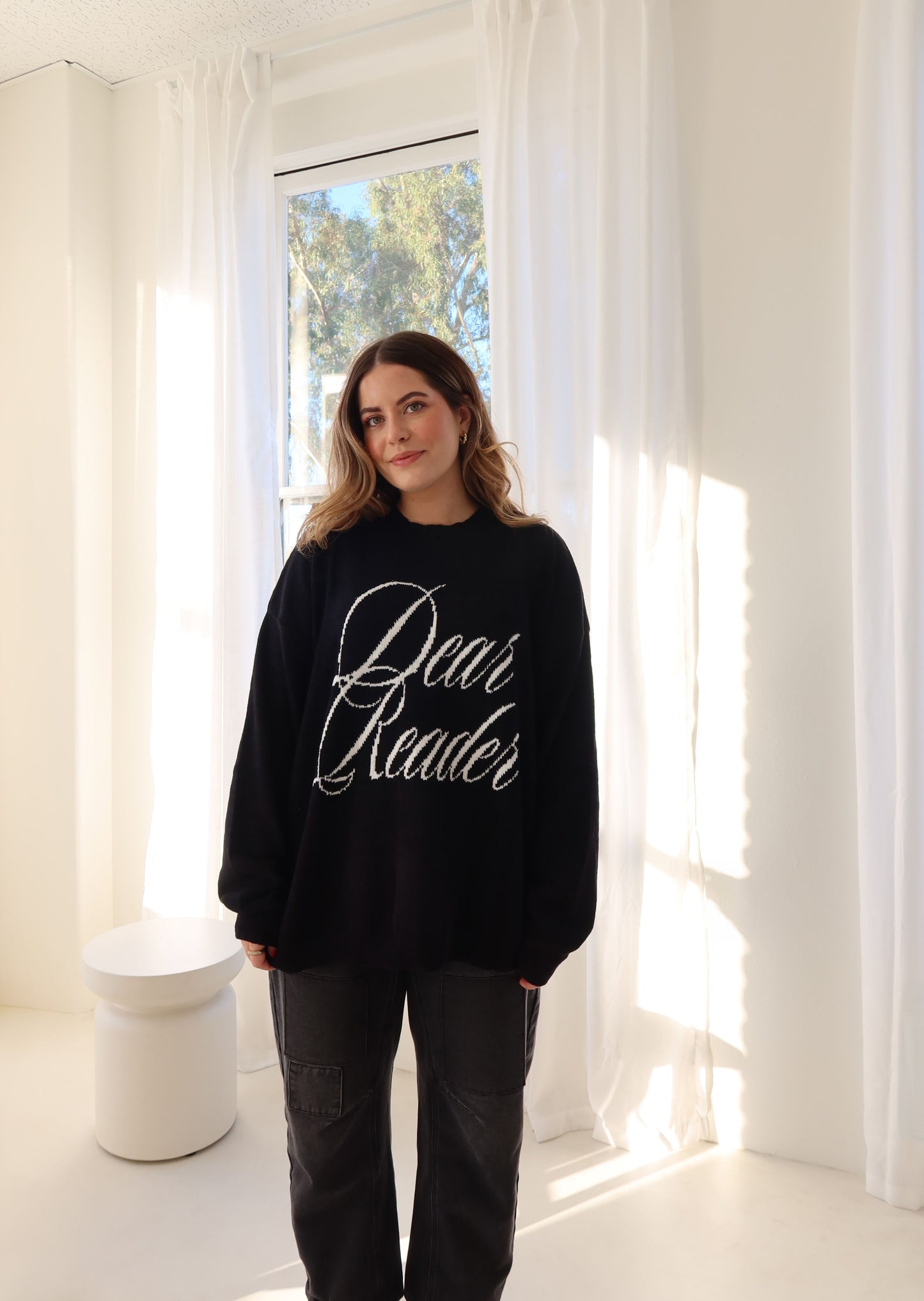 Dear Reader Knit Sweater, Black | New!