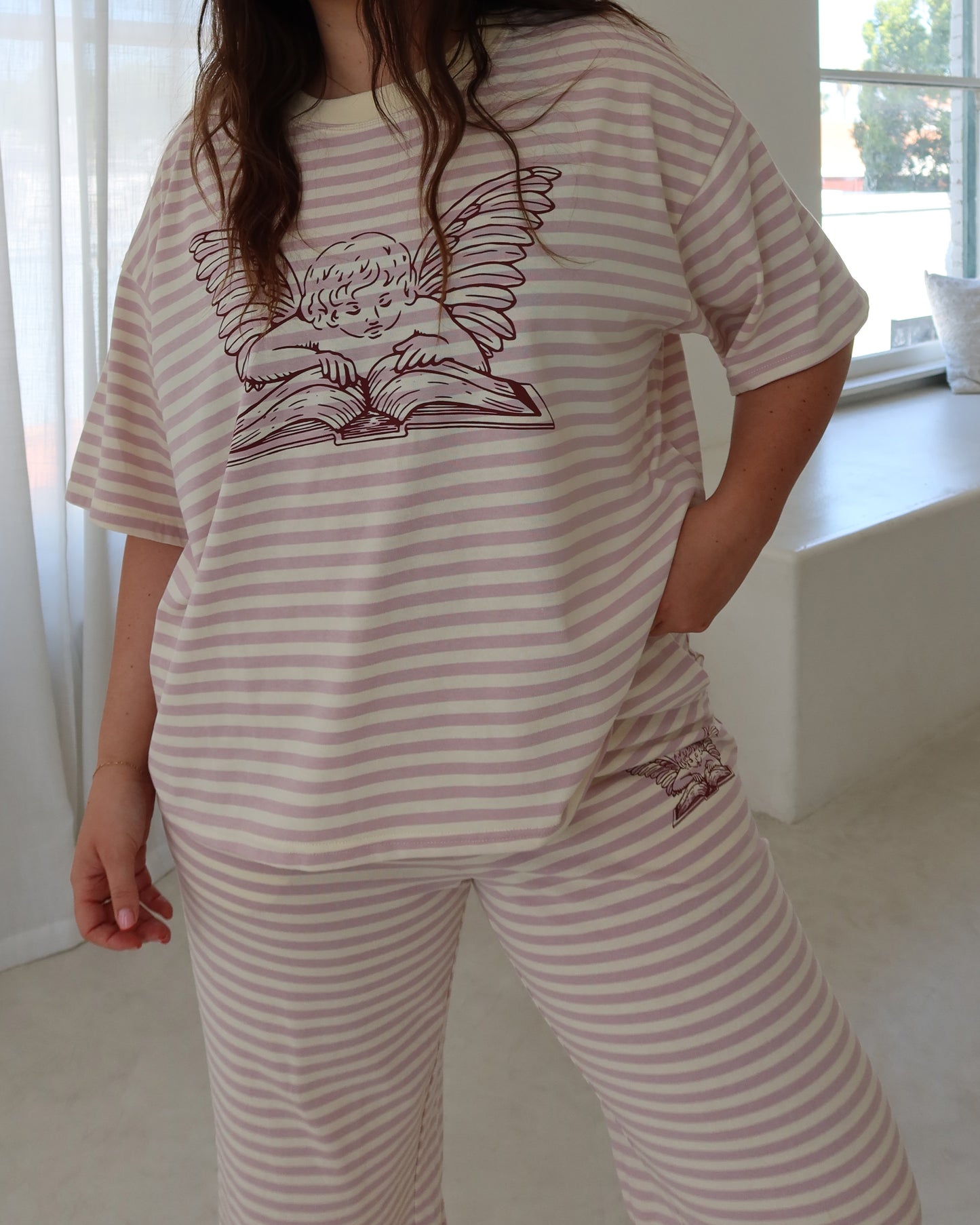 The Lover Striped Oversized Tee in Pink